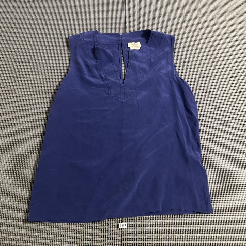 Kate Spade New York Womens Blue Sleeveless Split V-Neck Keyhole Top Size 4